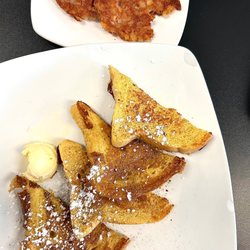Wake Up & Eat - Challah French Toast with corned beef hash.