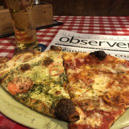 Tomato/pesto and cheese slices, Peroni on tap!?!