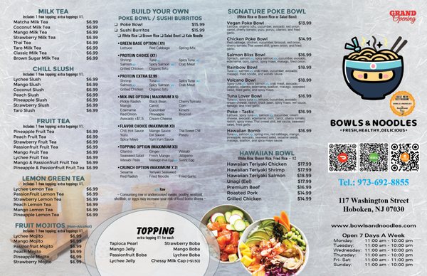 Menu photo 1 Bowls & Noodles Hoboken, NJ Menu photo 1 Bowls & Noodles Hoboken, NJ