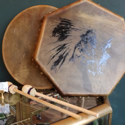Local hand-crafted, one of a kind drums by local Yaqui artist, Mario Cruz. Apotheca supports and loves our Sedona local artisans!