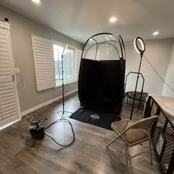 Tan On The Run Inland Empire - Tanning booth setup