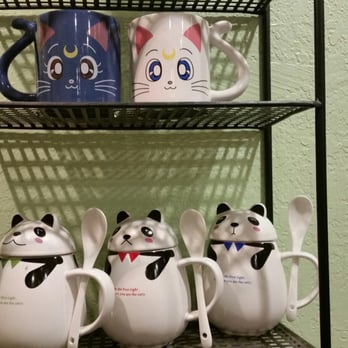 Roasting Water - More unique mugs w/lids and spoons on display. Panda love :) - Coffee & Tea Near Me - Westminster, California