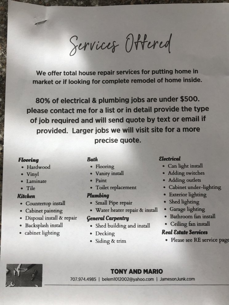 Slide of Tony & Mario Handyman Services