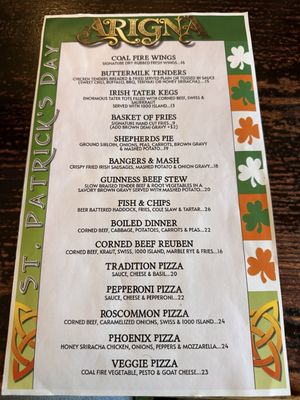 Menu photo 1 Arigna Irish Pub & Coal Fire Kitchen Pawtucket, RI Menu photo 1 Arigna Irish Pub & Coal Fire Kitchen Pawtucket, RI