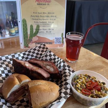 Mylestone BBQ - Tri tip sando, spare ribs and esquite with a beer - Pop-Up Restaurants Near Me Mylestone BBQ - Tri tip sando, spare ribs and esquite with a beer - Pop-Up Restaurants Near Me