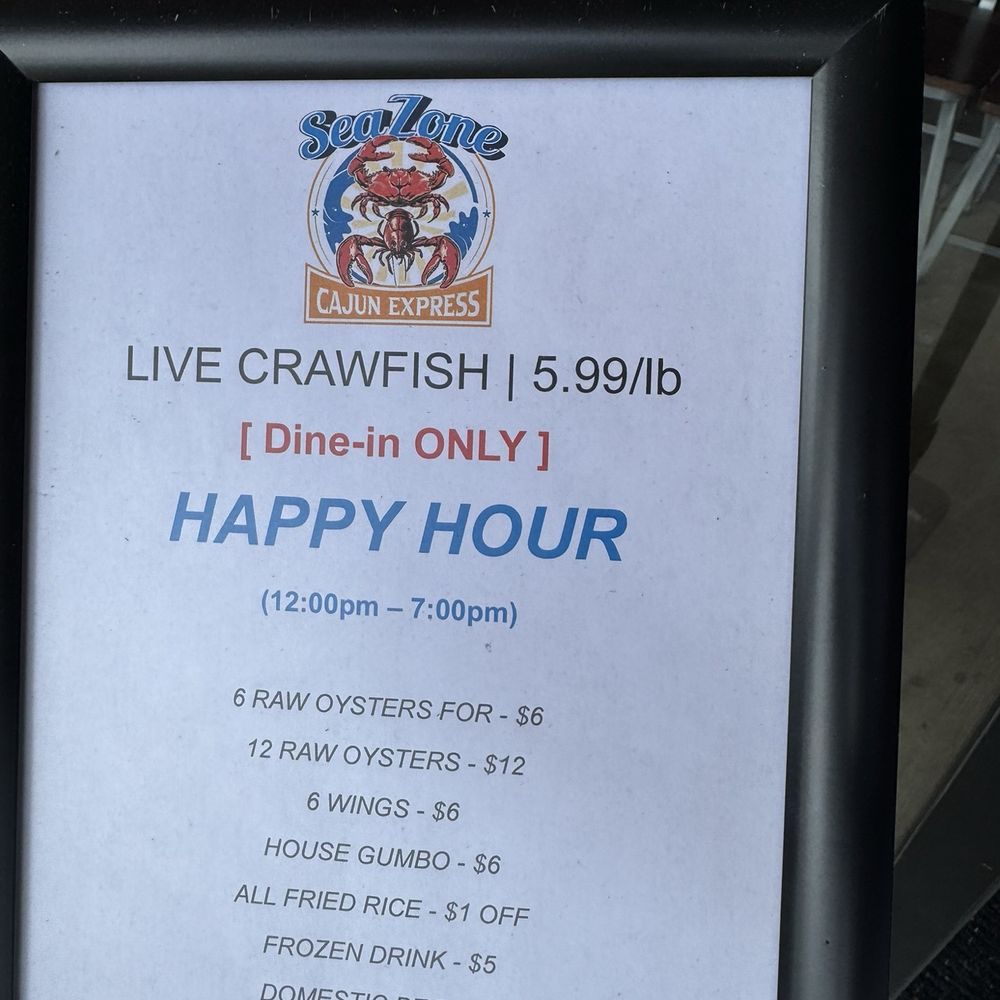 Sea Zone Cajun Express - Happy Hour Menu - Seafood Near Me - Houston, Texas Sea Zone Cajun Express - Happy Hour Menu - Seafood Near Me - Houston, Texas