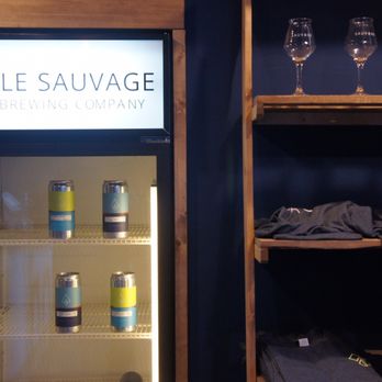 Ile Sauvage Brewing - Beer fridge and merchandise - Breweries Near Me - Victoria, British Columbia
