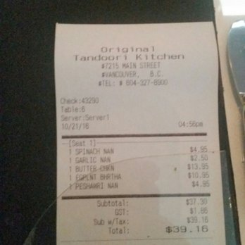 Original Tandoori Kitchen - Da bill - Indian Near Me - Vancouver, British Columbia