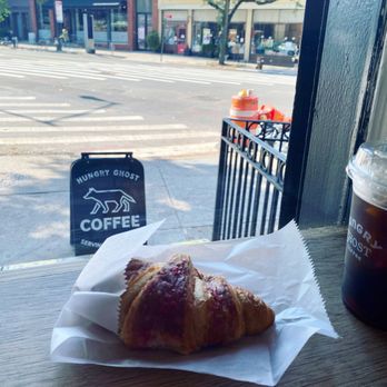 Hungry Ghost - Raspberry croissant + cold brew - Cafes Near Me - Brooklyn, New York