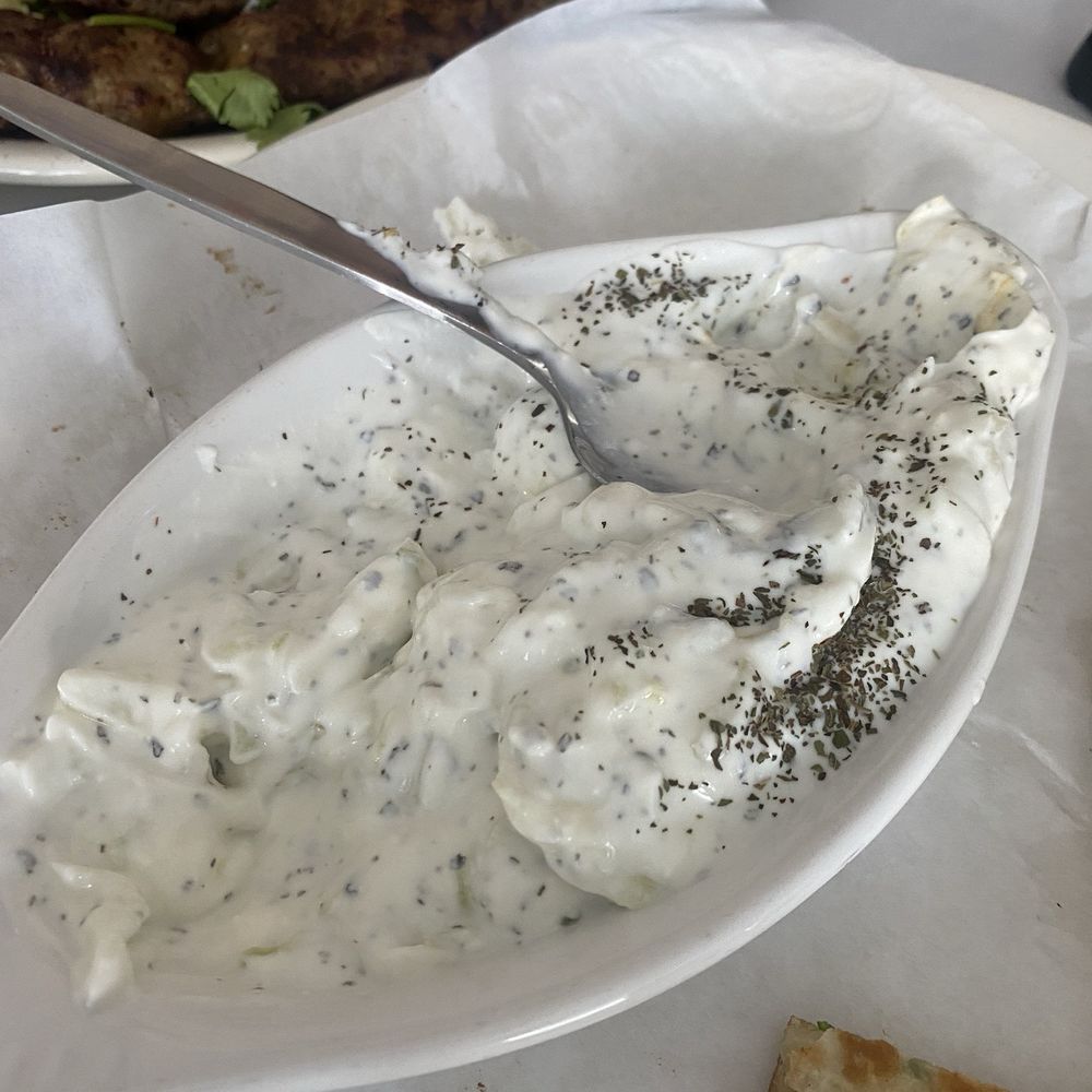 Fremont Kabob Restaurant - A side of yogurt with cucumbers - Halal Near Me - Mountain House, California Fremont Kabob Restaurant - A side of yogurt with cucumbers - Halal Near Me - Mountain House, California