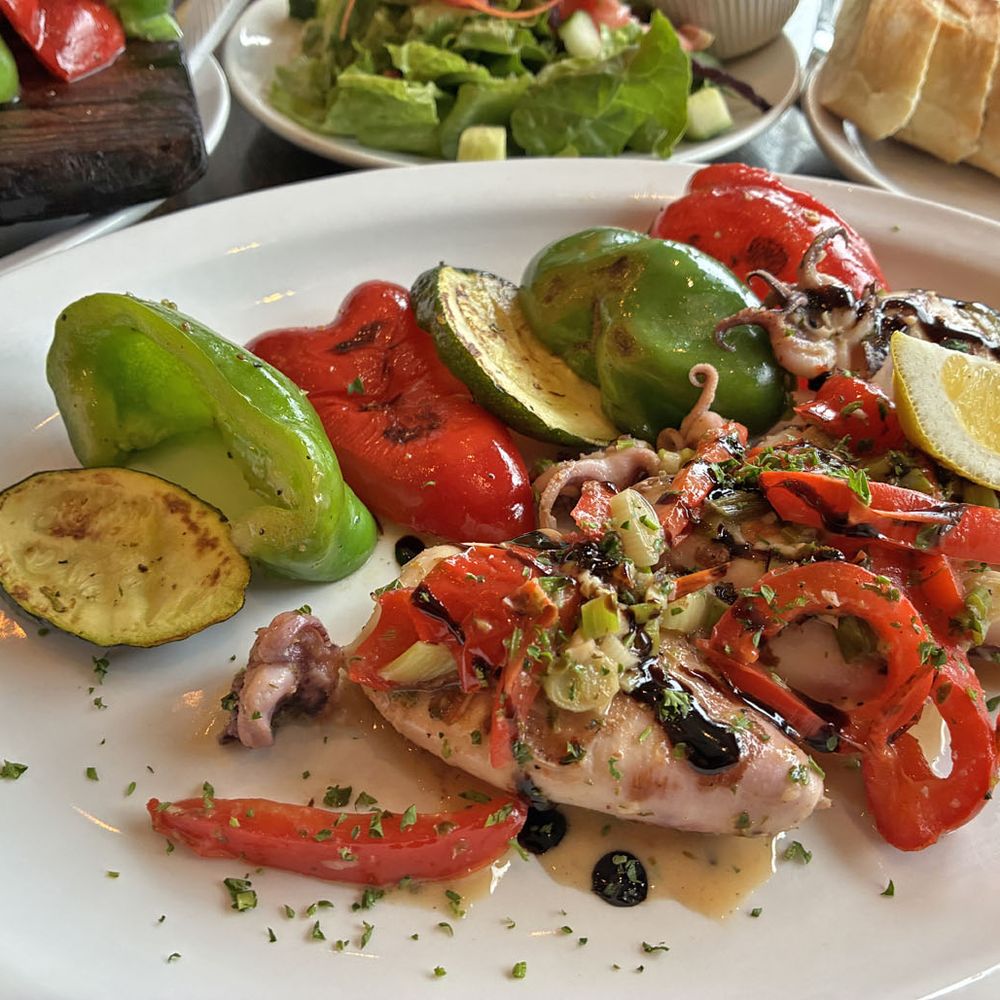 Wild Oregano - Grilled Calamari with Grilled Vegetables - Greek Near Me - Toronto, Ontario