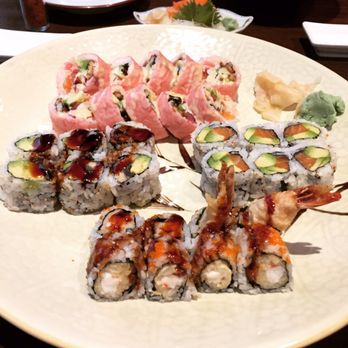 Sushi Tei - Take Roll (back). Eel avocado (left), salmon avaocado (right), and shrimp tempura (front) - Japanese Near Me - Albany, New York Sushi Tei - Take Roll (back). Eel avocado (left), salmon avaocado (right), and shrimp tempura (front) - Japanese Near Me - Albany, New York