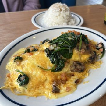 IHOP - Spinach and Mushroom Omelet with side order rice. $22.99. - Breakfast & Brunch Near Me - Mililani, Hawaii IHOP - Spinach and Mushroom Omelet with side order rice. $22.99. - Breakfast & Brunch Near Me - Mililani, Hawaii