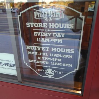 Pizza Ranch - Hours of operation, front entry doors. - Pizza Near Me - Champlin, Minnesota