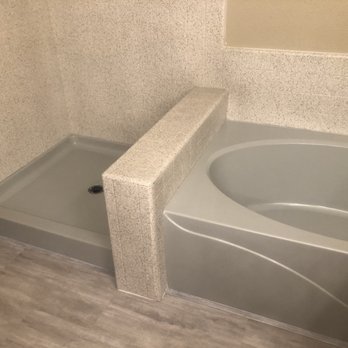 ADX Refinishing - He refinished the bathtub, pan, tile walls, and countertops (not seen here). - Refinishing Services Near Me