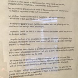 Eric Martin DDS, MS - The Oath Dr. Martin took that is framed on tha wall in his office. It's very touching to read this. A good Dr w/heart is hard to fine.