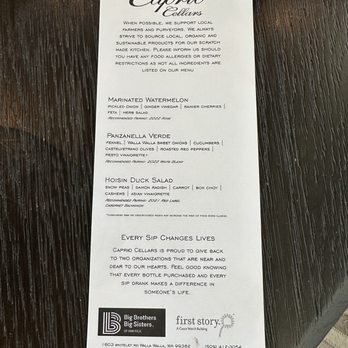 Caprio Cellars - Menu Jul 16, 2023 - IG @bougiefoodieboi - Wineries Near Me - Walla Walla, Washington