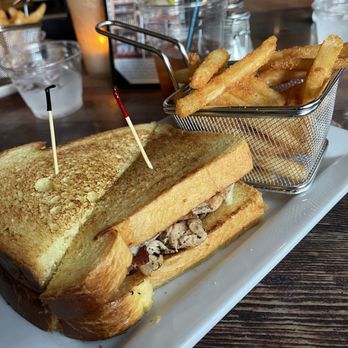 Longboard Cafe - Southwest Chicken Club, no lettuce or tomato, with fries. - New American Near Me - Ocean City, Maryland