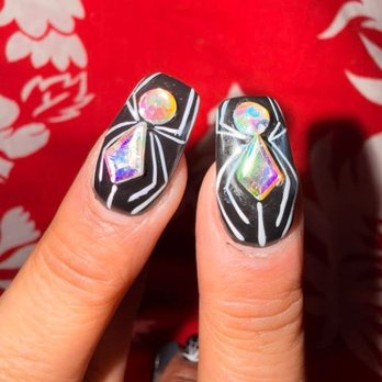 Magic Nails Spa - Full set with a spider design - Nail Salons Near Me - Charleston, Arkansas