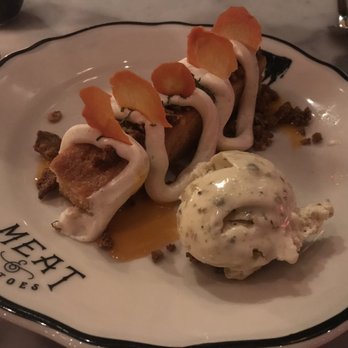 Meat & Potatoes - Carrot cake with pistachio ice cream--beautiful and delicious! - New American Near Me - Pittsburgh, Pennsylvania Meat & Potatoes - Carrot cake with pistachio ice cream--beautiful and delicious! - New American Near Me - Pittsburgh, Pennsylvania