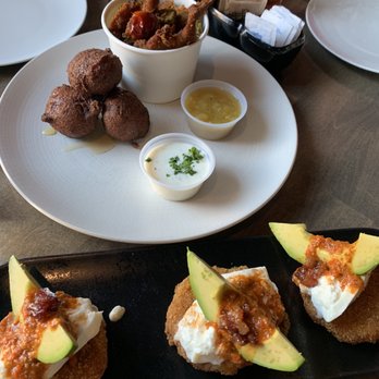 Black Walnut - Fried quail and hush puppies and fried green tomatoes - New American Near Me - Oklahoma City, Oklahoma Black Walnut - Fried quail and hush puppies and fried green tomatoes - New American Near Me - Oklahoma City, Oklahoma