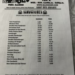 Igloo Drive-In - Menu page 1