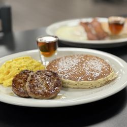 Jimmies Place Cafe - 2x2x2 Breakfast. 2 Eggs + 2 Sausage or 2 Bacon + 2 Pancakes or Hashbrowns or Tater Tots.