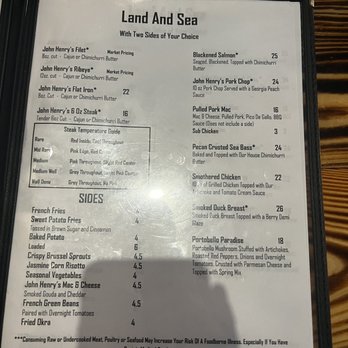 John Henry's Grill - Menu & sides - Steakhouses Near Me - Rome, Georgia