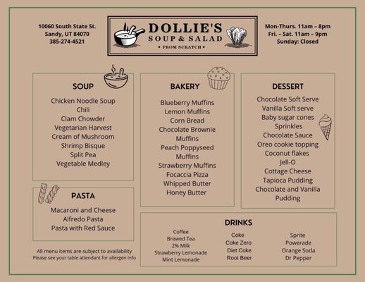 Menu photo 1 Dollie's Soup And Salad Sandy, UT Menu photo 1 Dollie's Soup And Salad Sandy, UT