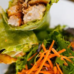 Brewed Awakening - Mexican Club:- grill chicken, gucamole, bacon, lettuce and tomatoes on a spinach wrap