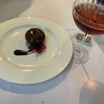 Mirazur Restaurant - Chocolate dessert and wine based cocktail - Modern European Near Me - Baywood Park, California