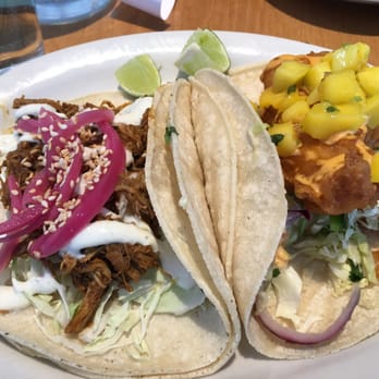 Calexico - Upper East Side - Chicken mole (left) and baja fish (right) - Salad Near Me - New York, New York Calexico - Upper East Side - Chicken mole (left) and baja fish (right) - Salad Near Me - New York, New York