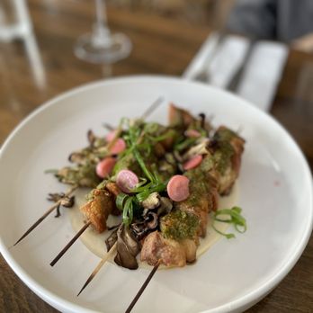 The Preacher's Daughter - Chicken & mushroom skewers - Cafes Near Me - Alameda, California