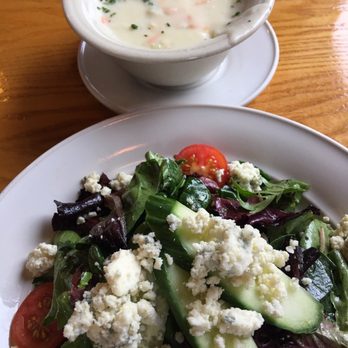 Simon Pearce - House salad and cheddar soup - New American Near Me - Quechee, Vermont Simon Pearce - House salad and cheddar soup - New American Near Me - Quechee, Vermont