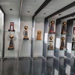 Jack Breslin Student Event Center - Basketball trophy room.