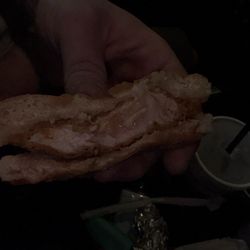 Cook Out - Raw chicken sandwich. You can see how slimey the chicken is.