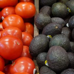Organic avocados and tomatoes