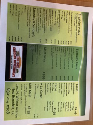 Menu photo 3 Los Dos Garcia's  New Braunfels, TX