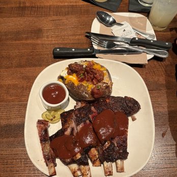 Jack Stack Barbecue - Freight House - Lamb Ribs and Loaded Baked Potato - Barbeque Near Me - Kansas City, Missouri Jack Stack Barbecue - Freight House - Lamb Ribs and Loaded Baked Potato - Barbeque Near Me - Kansas City, Missouri