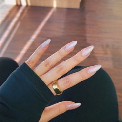 JoJo Nails - Gel-X medium, pink/white cat eye (color created by me)