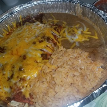 Ramos Tex-Mex Restaurant #3 - Enchilada Special with Rice and Refried Beans - Tex-Mex Near Me - Austin, Texas