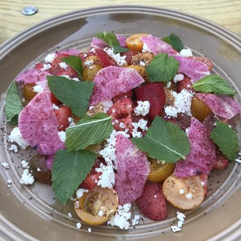 Thyme Craft Kitchen - Strawberry & Heirloom Tomato Salad - American Near Me - Peru, Illinois Thyme Craft Kitchen - Strawberry & Heirloom Tomato Salad - American Near Me - Peru, Illinois