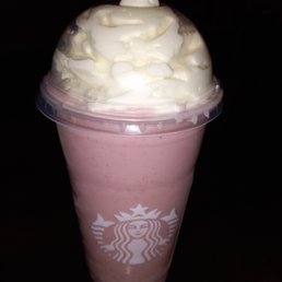 Venti vanilla bean frappuccino, with strawberries and whipped cream.