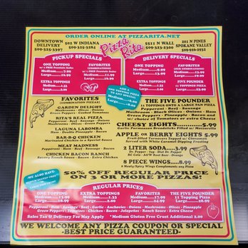 Pizza Rita - Menu - Pizza Near Me - Spokane, Washington