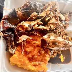 Jerk Chicken with Macaroni and Cheese.