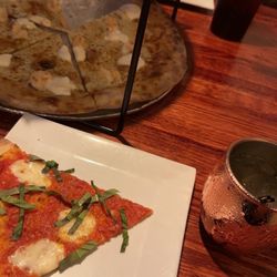 Earth, Wood & Fire - Fallston - Margarita pizza and White shrimp Pizza
