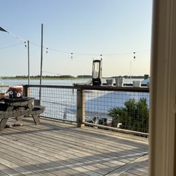 Overlooking the harbor from the upper outdoor patio