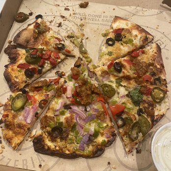 Pieology Pizzeria - This is how my pizza was delivered today. I guess unless you ordering in person they don't care what quality they provide to you. - Pizza Near Me - Clovis, California Pieology Pizzeria - This is how my pizza was delivered today. I guess unless you ordering in person they don't care what quality they provide to you. - Pizza Near Me - Clovis, California