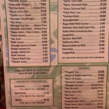 Oku’s Sushi - Menu - Sushi Bars Near Me - Kihei, Hawaii