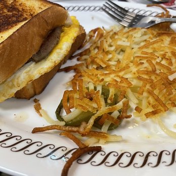 Waffle House - Sausage Egg and Cheese Texas Melt with hash browns (with jalapeño) - Breakfast & Brunch Near Me - Lancaster, Pennsylvania